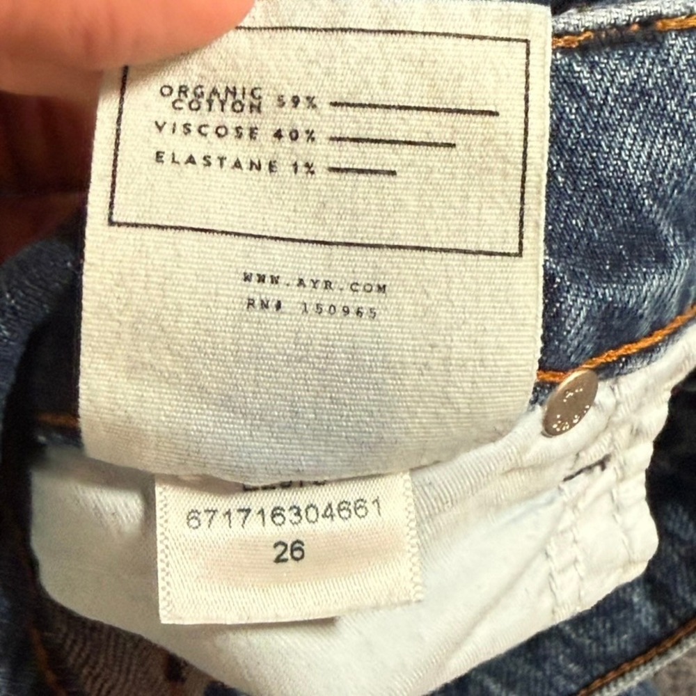 AYR The Secret Sauce Wide Leg Distressed Jeans Medium Wash Blue Size 26 Made LA - Picture 7 of 12